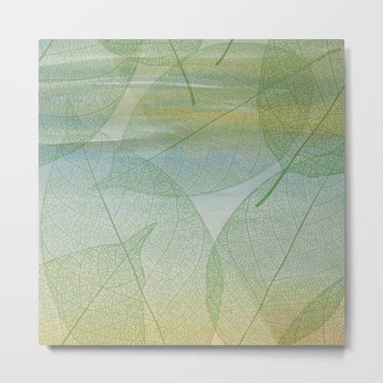 Delicate Painterly Leaves Metal Print