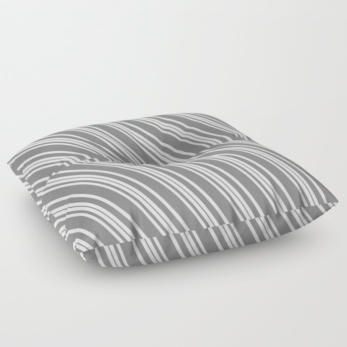 White and Grey Colored Lined/Striped Pattern Floor Pillow