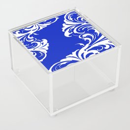 Damask Blue and White Victorian Swirl Damask Pattern Acrylic Box