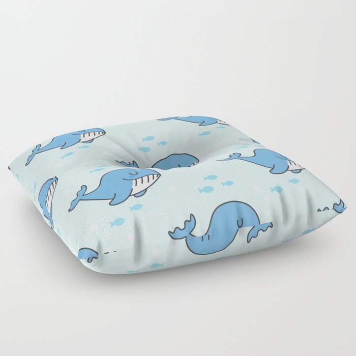 Cute Cartoon Blue Whale Pattern Floor Pillow