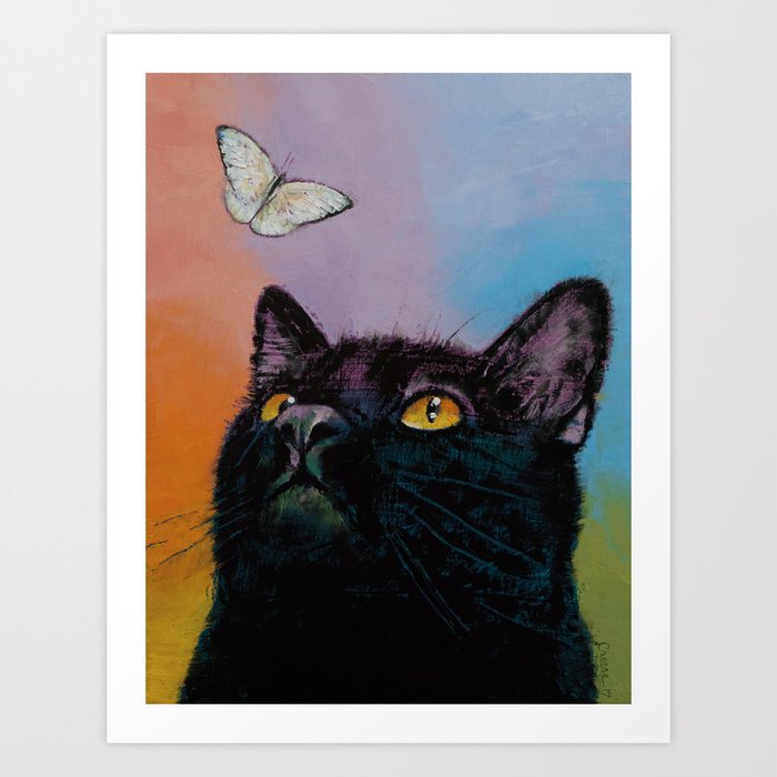 Black Cat Butterfly Art Print By Michaelcreese Society6