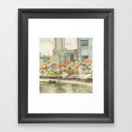 Boat Quay, Singapore Gerahmter Kunstdruck