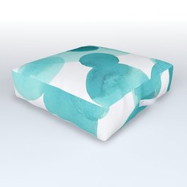 Aqua Bubbles: Abstract turquoise watercolor painting Outdoor Floor Cushion