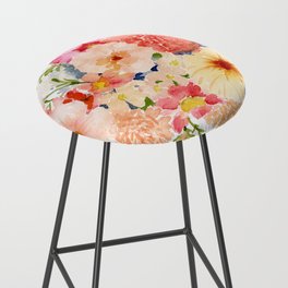 Colorful Pansy Bouquet  Bar Stool