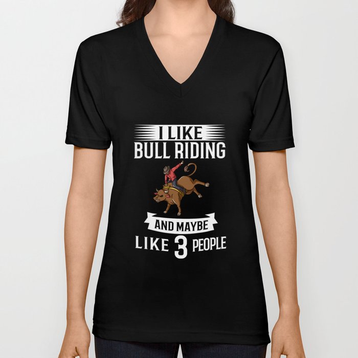 Bull Riding Bucking Bulls Rodeo Mechanical Cowboy V Neck T Shirt