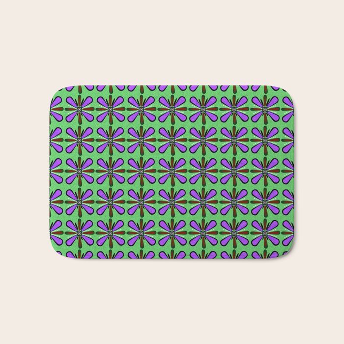 Minty Green Flower Flies Bath Mat