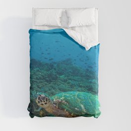 Gentle Reef Hawksbill Turtle Duvet Cover