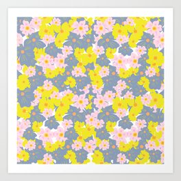 Pastel Spring Flowers On White Art Print