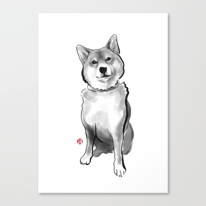 The Perfect Shiba Inu Sumi E Wabi Sabi Ink Canvas Print By Riceandink Society6
