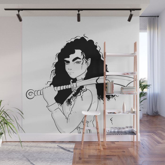 Girl With A Sword Wall Mural