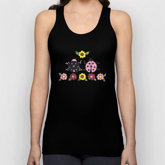 Ladybugs in Pink & Black Unisex Tank Top