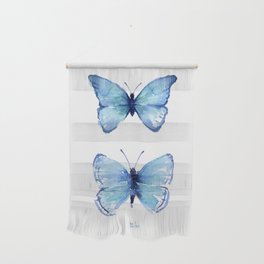 Two Blue Butterflies Watercolor Wall Hanging