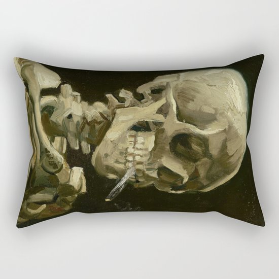 Vincent van Gogh - Skull of a Skeleton with Burning Cigarette Rectangular Pillow