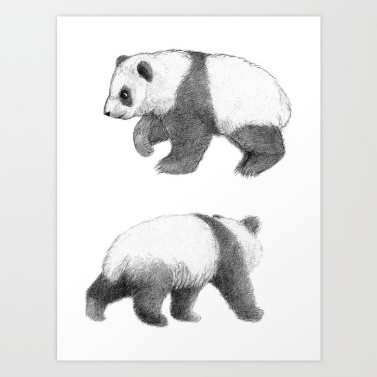 Walking Panda sketchSK062 Art Print
