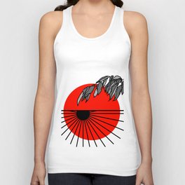 Leafy Red Sunset Unisex Tank Top