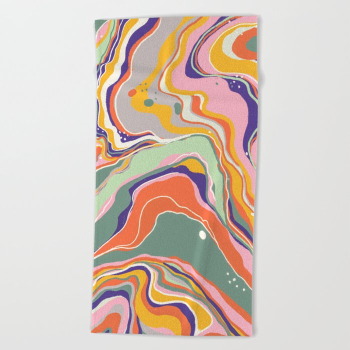 Retro marble #1 Beach Towel