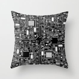 Serious Circuitry Throw Pillow