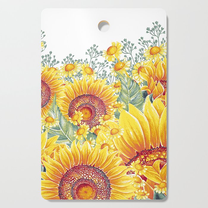 Vintage Garden 15 (Sunflower Field) Cutting Board