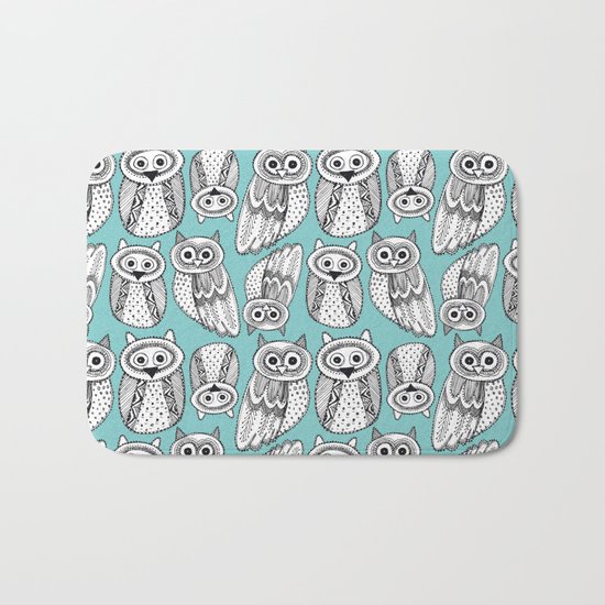 Hand dravn Cute Owl Bath Mat