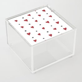 Red hearts and grey dots pattern Acrylic Box