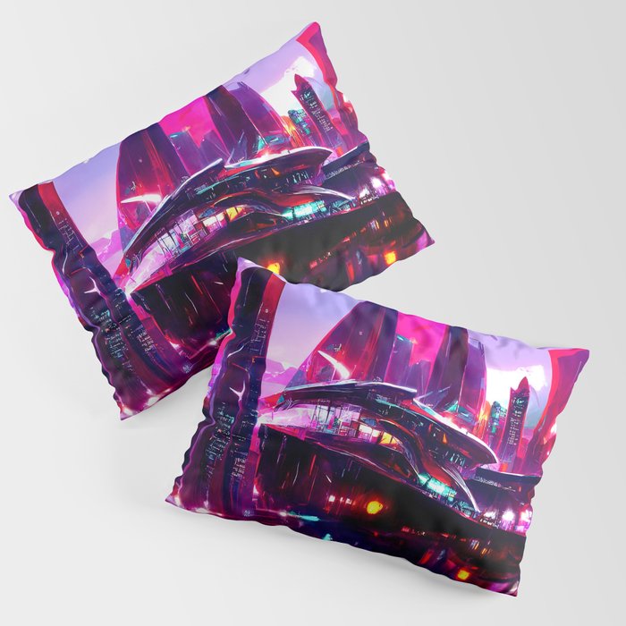 Postcards from the Future - Neon City Pillow Sham