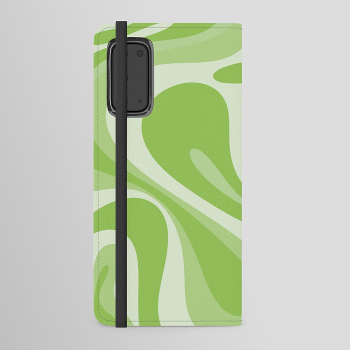 Mod Swirl Retro Abstract Pattern in Light Lime Green Android Wallet Case