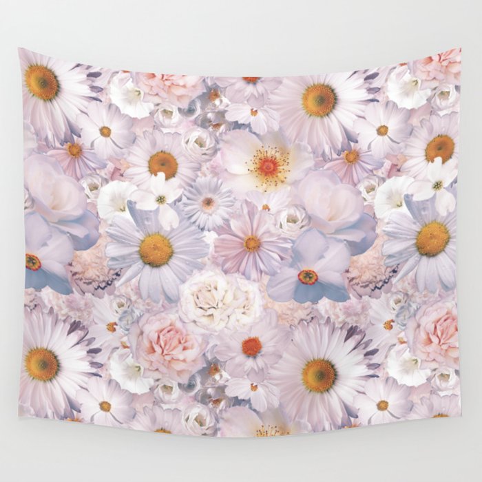 pink lemonade floral bouquet aesthetic assemblage Wall Tapestry
