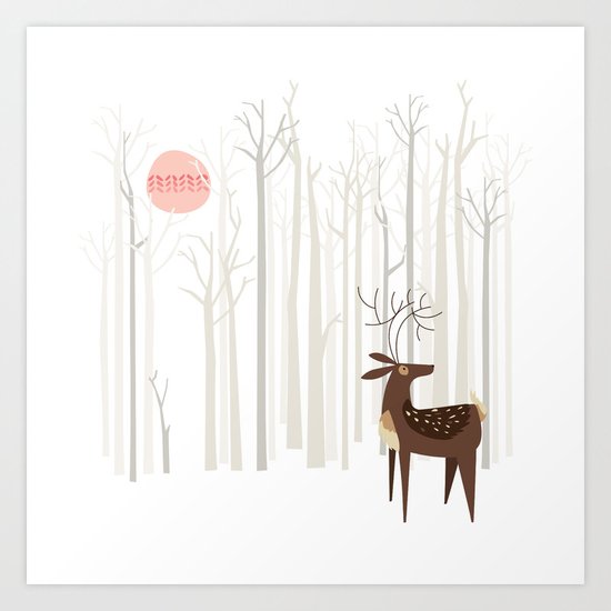 Reindeer of the Silver Wood Art Print
