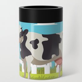 Cow Illustration Nice Nature Background Can Cooler