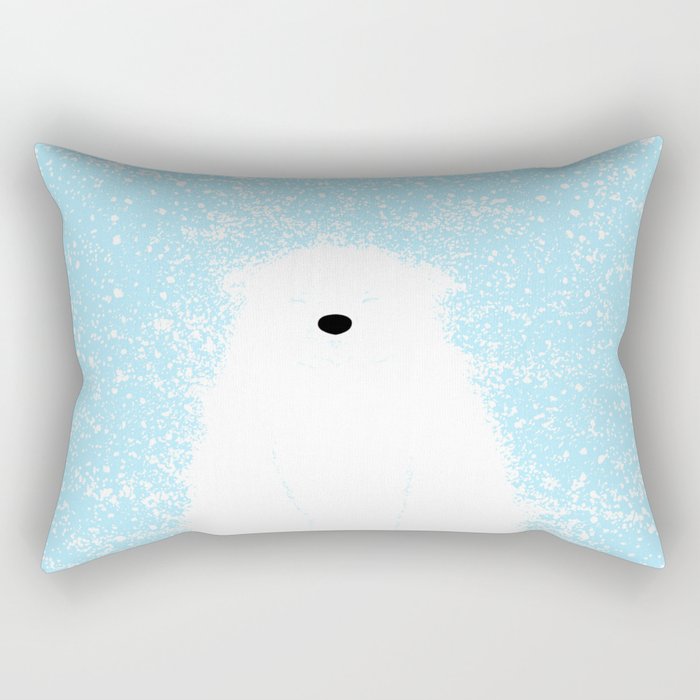 Its A Polar Bear Blinking In A Blizzard - Blue Rectangular Pillow