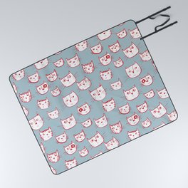 All the Cats on Duck Egg Blue Picnic Blanket
