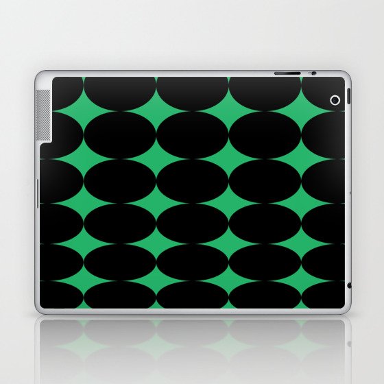 Retro Round Pattern - Green Black 2 Laptop & iPad Skin