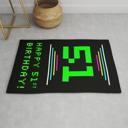 [ Thumbnail: 51st Birthday - Nerdy Geeky Pixelated 8-Bit Computing Graphics Inspired Look Rug ]