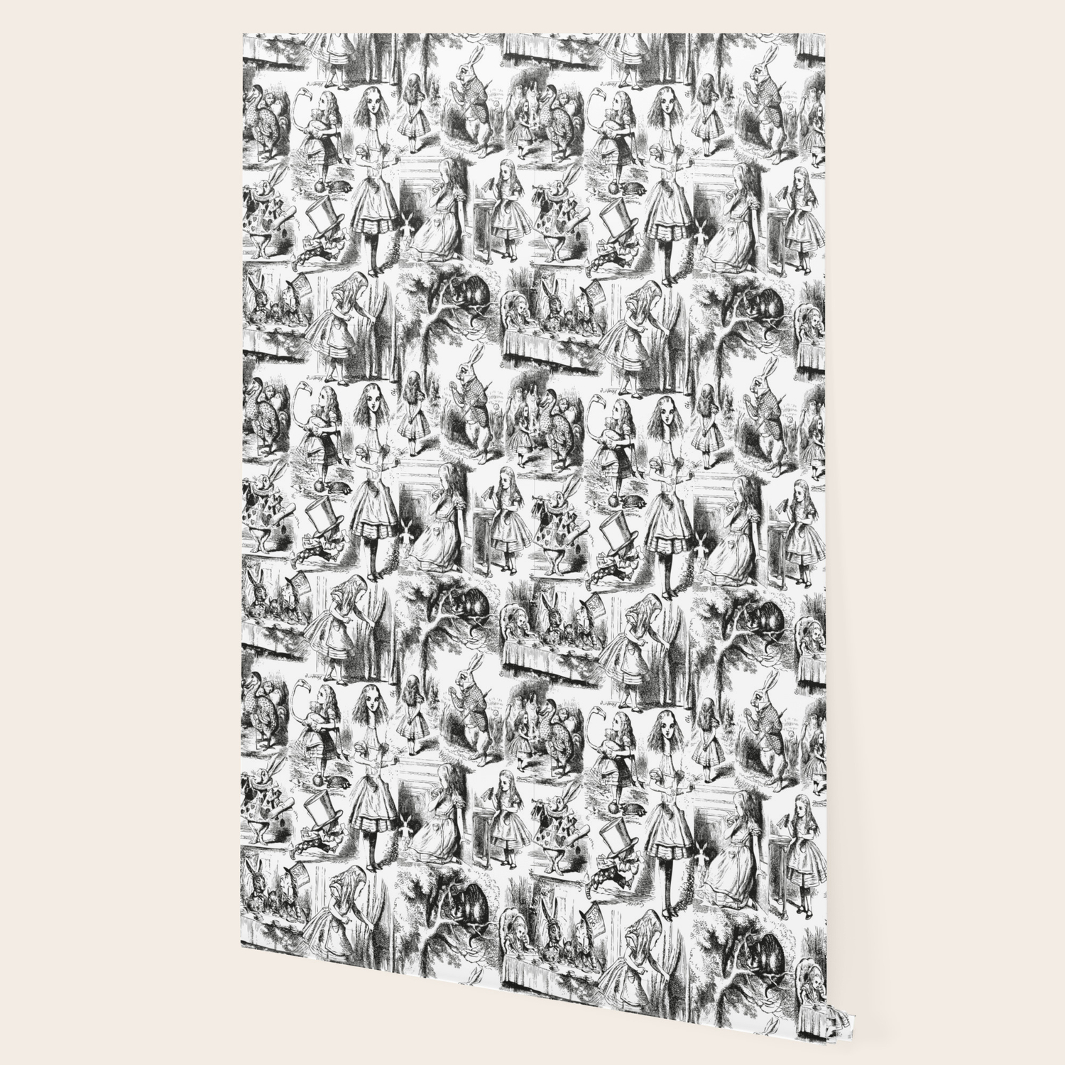 Alice In Wonderland Toile De Jouy Pattern Black And White Vintage Pattern Victorian Gothic Wallpaper