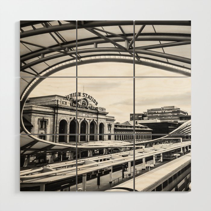 Union Station // Train Travel Downtown Denver Colorado Black and White City Photography Wood Wall Art