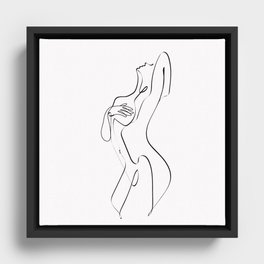 Sensual Woman Single Line Art Framed Canvas