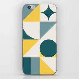 Bright Mid Century Modern Abstract - Green, Sage, Yellow & White iPhone Skin