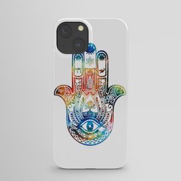 Colorful Hamsa Hand 2 - Jewish Art - Sharon Cummings iPhone Case