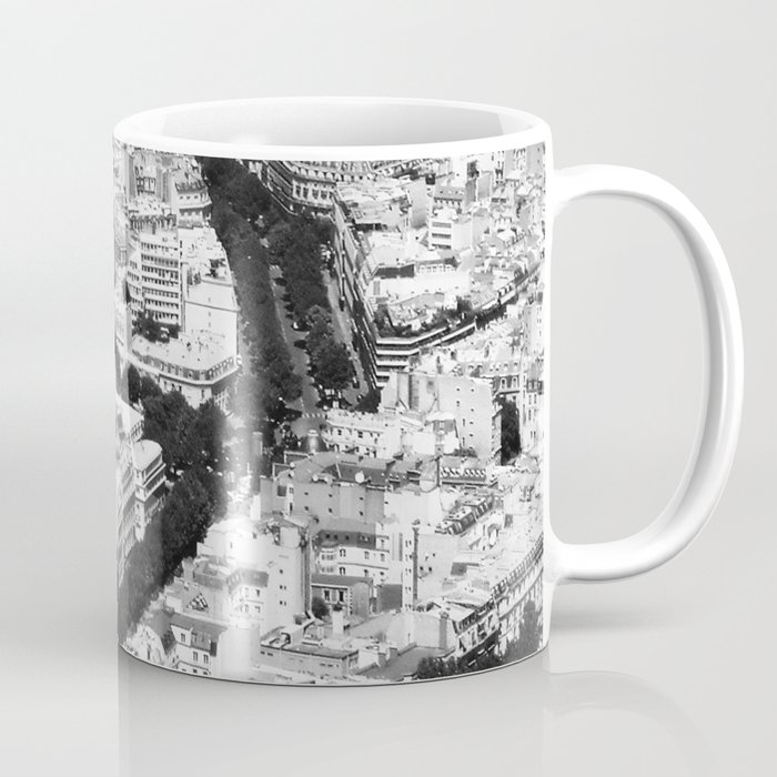 Paris Center, Arc de Triomphe street view cityscape black and white photograph / black and white photography Coffee Mug