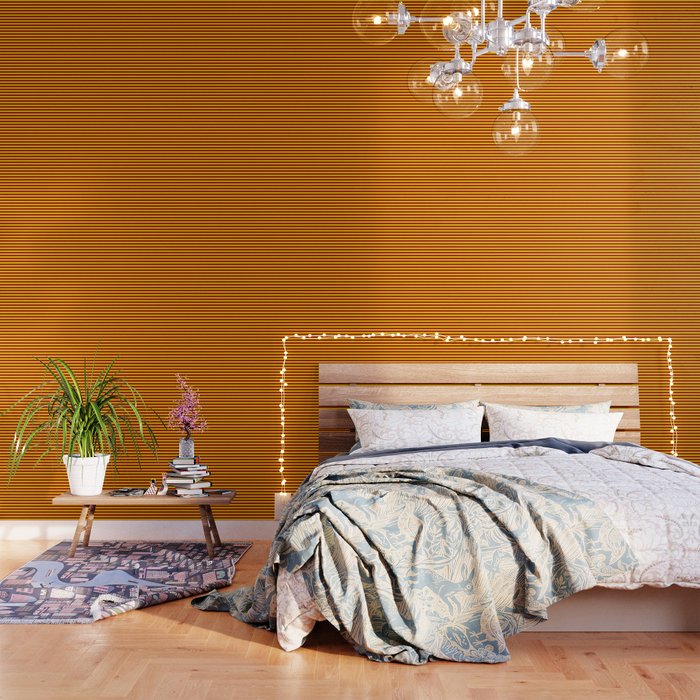 Cardinal and Gold Horizontal Stripes Wallpaper