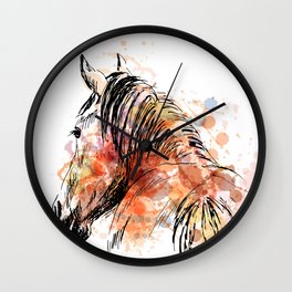 Colored Hand Sketch Horses Behind  Wall Clock | Horsefunny, Prettyhorse, Horseart, Whitehorse, Horseface, Graphicdesign, Beautifulhorse, Horselover, Horsetrainer, Horseartwork 