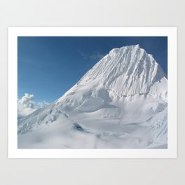 Climbers on Mount Alpamayo (southwest face) in Peru color photograph / photography by Brad Mering Art Print