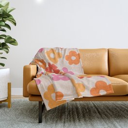 Retro 60s 70s Flowers Pattern #pattern #vintage Throw Blanket