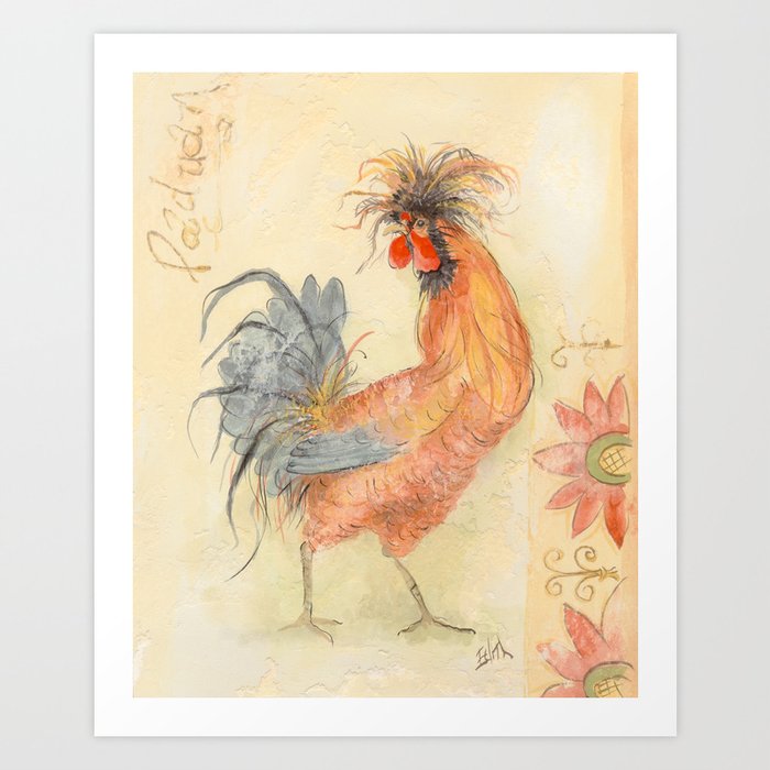 Tuscan Rooster Red Art Print by Edith Jackson Designs | Society6