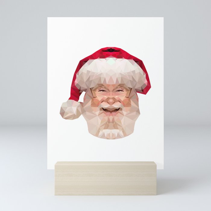 Santa Clause Head Polygon Mini Art Print
