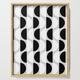 Abstraction_NEW_OCEAN_WAVE_GREY_BLACK_WHITE_PATTERN_POP_ART_0311B Serving Tray