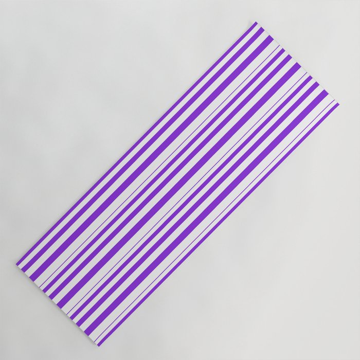 Purple and White Colored Striped Pattern Yoga Mat