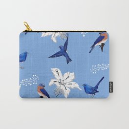 Bluebird ,floral pattern Carry-All Pouch | Blue, Bird, Pillows, Patternbirds, Green, Wallart, Cute, Summer, Vintage, Homedecor 