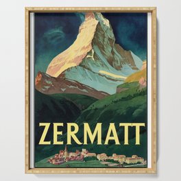 Vintage Switzerland Zermatt Travel  Serving Tray