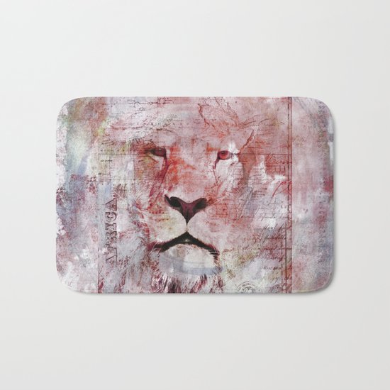 Watercolor Lion Vintage Africa Illustration Bath Mat